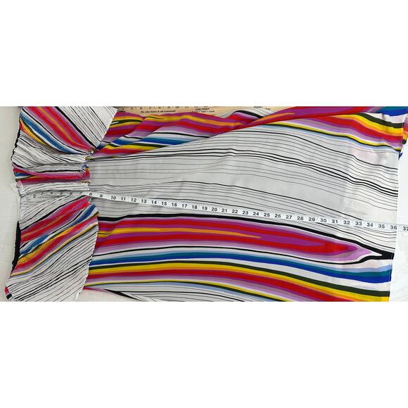 Rachel Rachel Roy Rainbow Stripe Midi Dress One Shoulder White Red Beach 1X - Picture 6 of 8